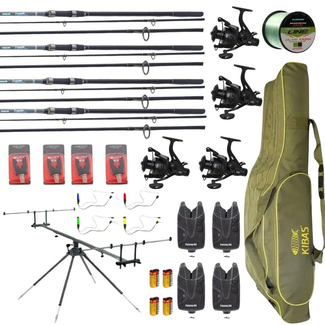 Карповий набір: Fishing Roi Dynamic на 4 вудлища + Flagman Sensor котушки + рід-под, чохол, сигналізатори