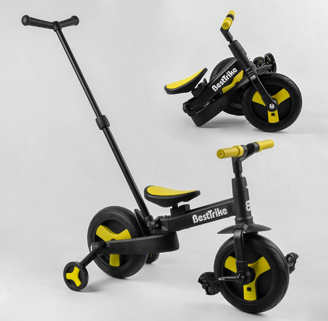 Велосипед-трансформер Best Trike колеса PU 10'', батьківська ручка, знімні педалі