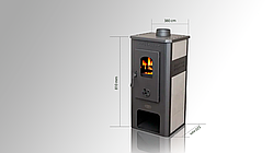 Чавунна піч камін Termosistem "VIENNA" 5 кВт 56кг 380x320x810мм (вихід верх) на дровах