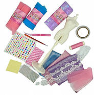 Набір для шиття (2 види, манекен, набір тканин, мереживо, стрази, в коробці) JX 20424-6, фото 4