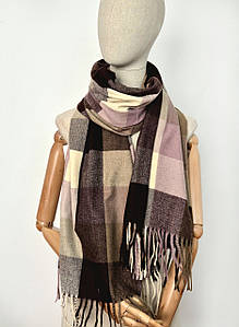 Шарф кашемір дрібна клітинка Рубі ліловий коричневий