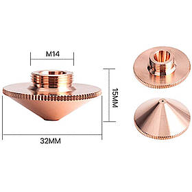 Одинарне сопло 1mm D32 H15 M14, Raytools Type A