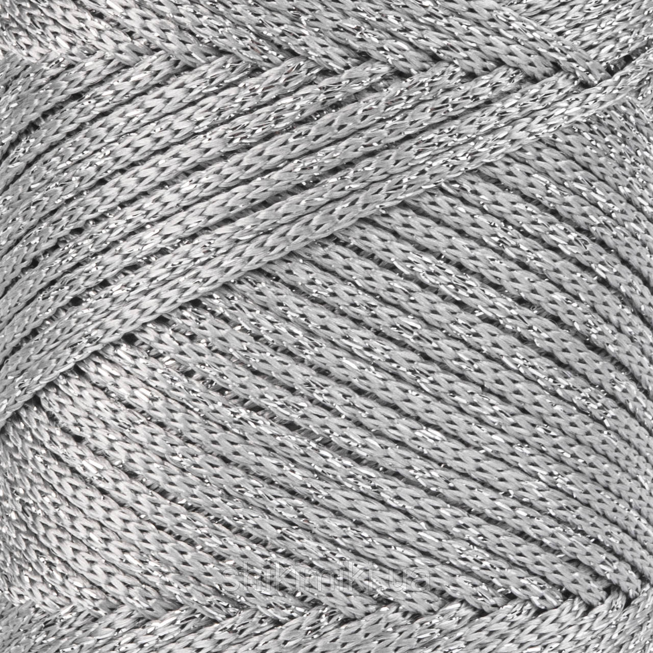Трикотажний шнур з люрексом PP Macrame Glitter, колір Нікель