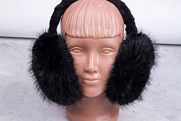 Чорні хутряні пухнасті навушники