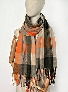 Шарф кашемір дрібна клітинка Рубі теракота оливка