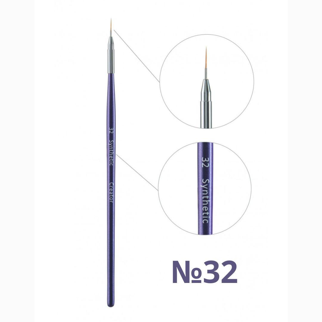 Косметичний пензлик №32 (Лайнер ультратонкий) для брів Creator Synthetic, фото 1