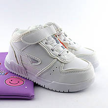 01338A Теплі дитячі кросівки білі хайтопи на липучці BiKi