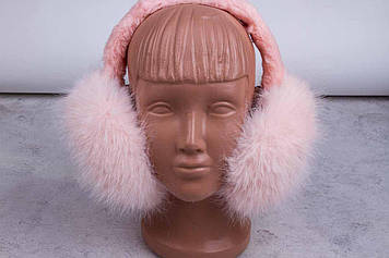 Рожеві хутряні пухнасті навушники