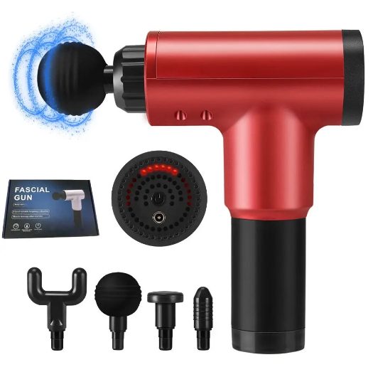Портативний перкусійний масажер 6 швидкостей 4 насадки Fascial Gun KH-320 для тіла