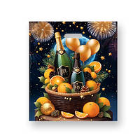 Новорічний пакет із прорізною ручкою розмір 40х45 "Шампанське" Комсерв 25 шт/уп.