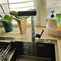 Кухонний змішувач Platinum XK09B PVD чорний з лійкою 3 режими