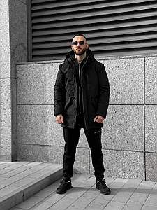 Зимова чоловіча куртка на пуху Gard чорна подовжена