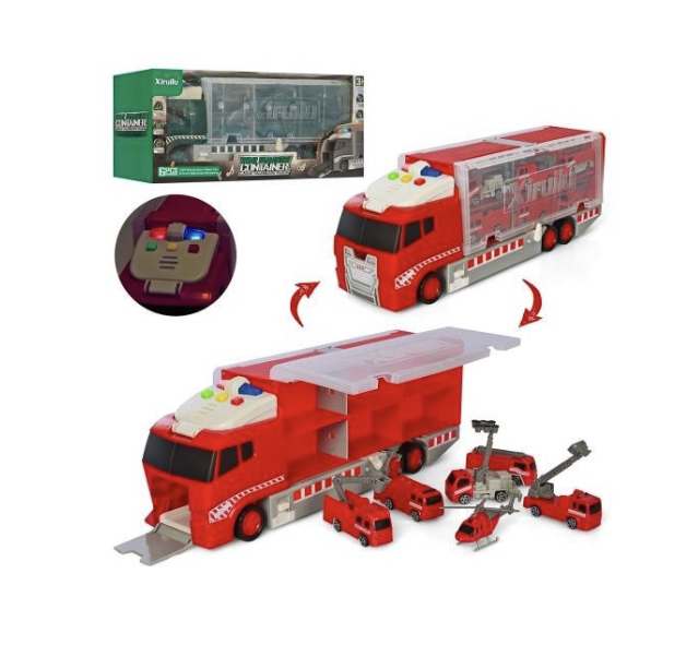 Дитяча іграшка трейлер-гараж AY1818AD спецтехніка зі світловими та звуковими ефектами.