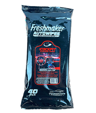 Вологі серветки для прибирання салону авто "Freshmaiker" червоні (для пластикових елементів) 40шт