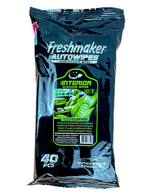 Вологі серветки для прибирання салону авто "Freshmaiker" зелені (для обивки салону) 40шт