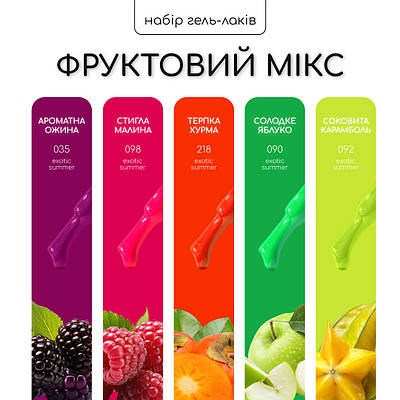 Набір гель-лаків Nice for you 4+1 Фруктовий мікс