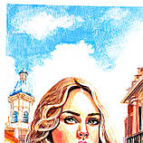 Картина по дереву ручної роботи 10х15 см Дівчина ЛЬВІВ на підставці Український сувенір, фото 7