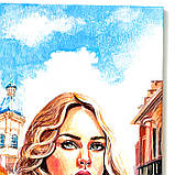 Картина по дереву ручної роботи 10х15 см Дівчина ЛЬВІВ на підставці Український сувенір, фото 8