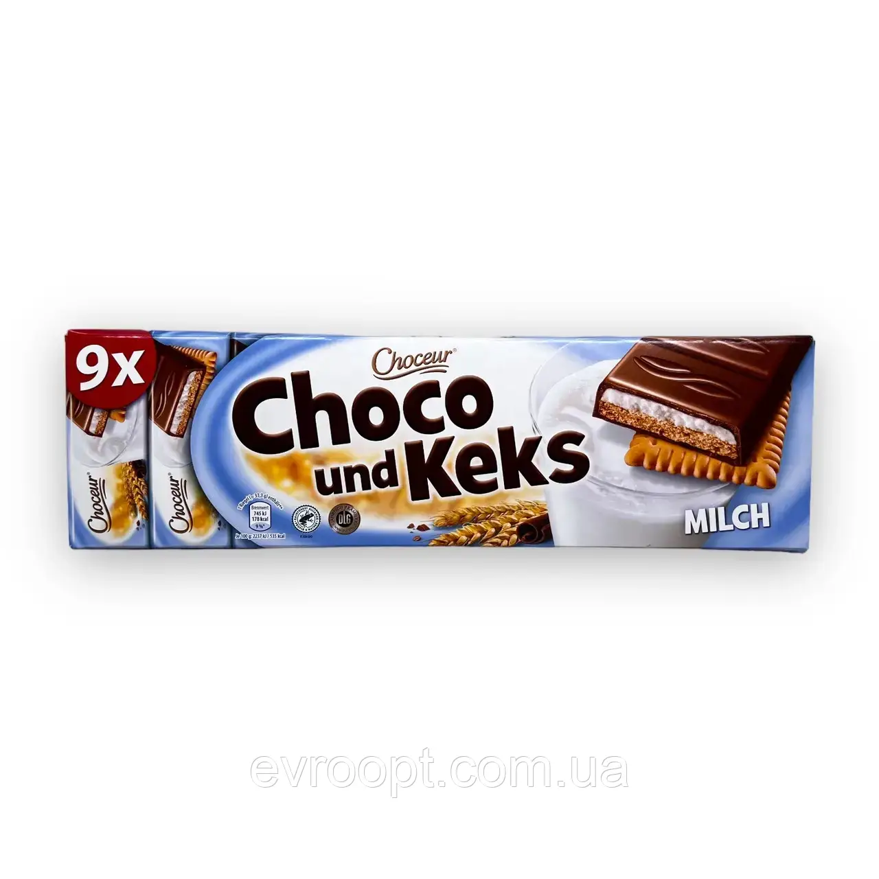 Шоколад молочний CHOCEUR з молоком і печивом choco und keks milk, 300 г, фото 1