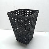 Підставка-стакан настільний для ручок канцелярського приладдя / пластиковий на стіл, без наповнення / "Ротанг" чорний, фото 2