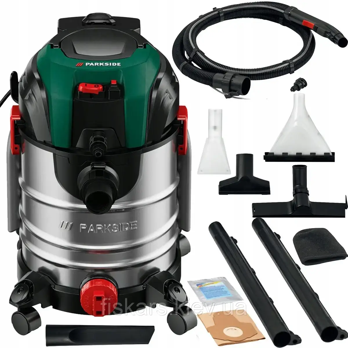 Пилосос промисловий миючий + сухе прибирання 2 в 1 20 літрів 1600 Вт Parkside (PWS 20 C2)