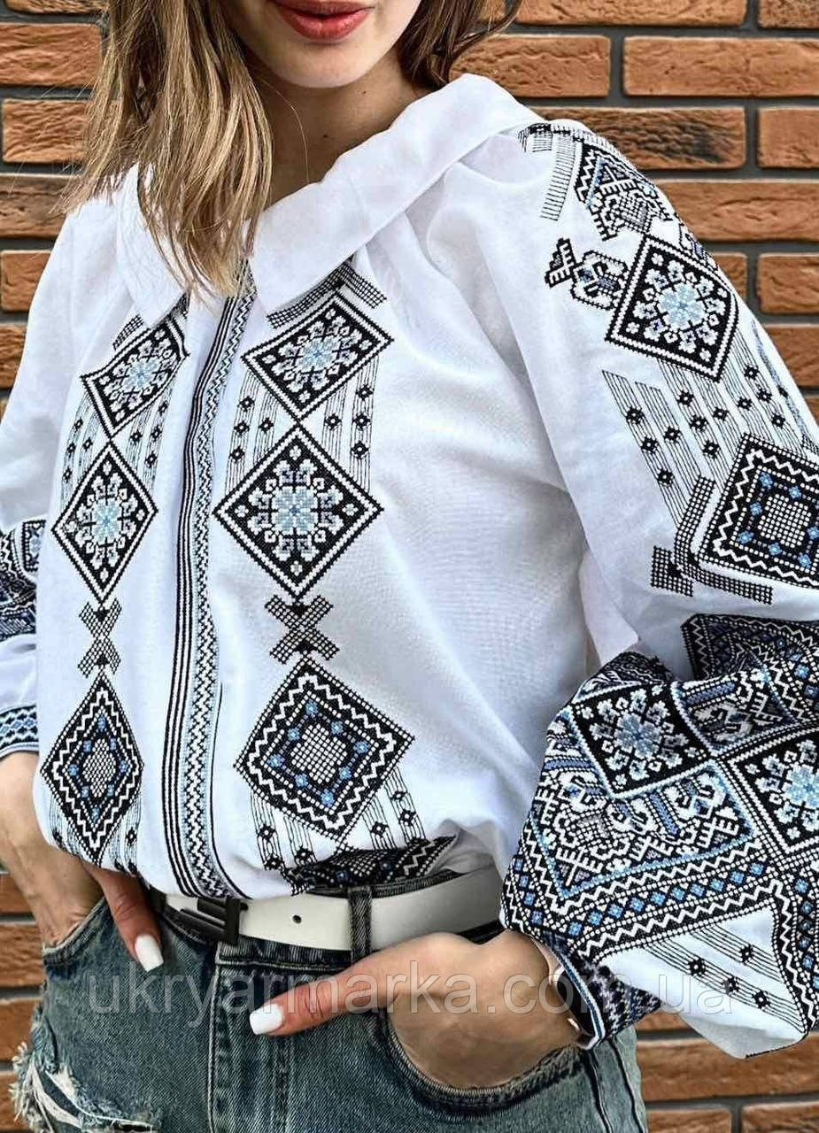 Вишита жіноча блузка "Очі неба", фото 1