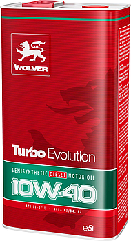 Моторне масло WOLVER Turbo Evolution 10w40 CI-4/SL  Для магістральних вантажівок, с/х і кар'єрної техніки 5л