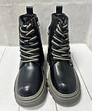 Дитячі підліткові зимові черевики на овчин clibee чорні 32-36, фото 2