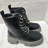 Дитячі підліткові зимові черевики на овчин clibee чорні 32-36, фото 8