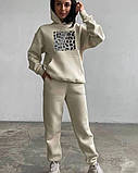 Теплий жіночий костюм джоггери та худі з принтом money на леопардовом фоне, фото 4