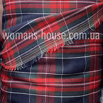 Костюмна (брючна) тканина Шотландка Червоний з темно-синім