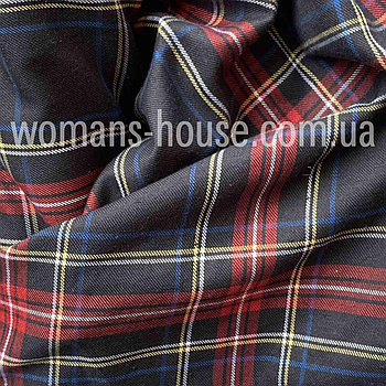 Костюмна (брючна) тканина Шотландка Червоний з темно-синім No2