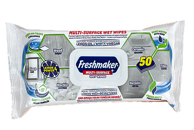 Універсальні вологі серветки для очищення поверхонь (Lemon power) Freshmaker 50 шт