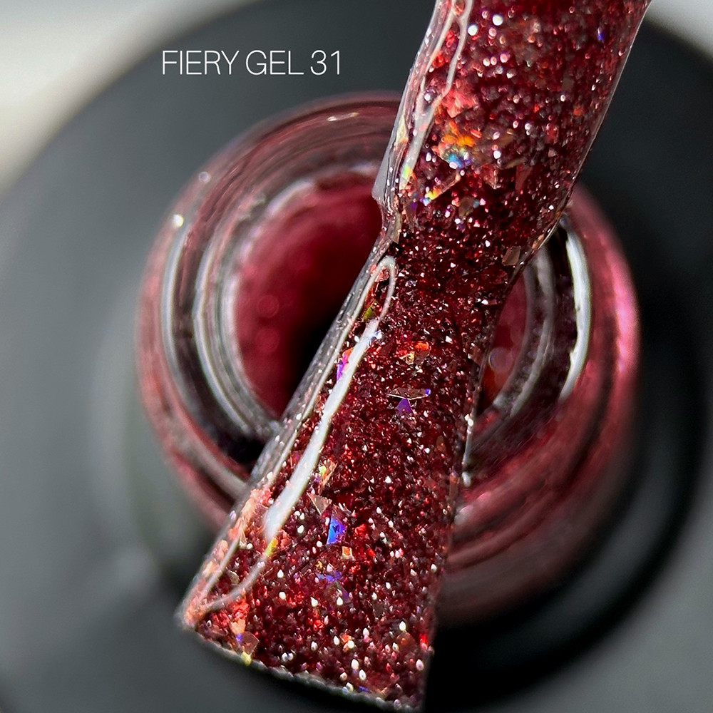 Гель лак для нігтів світловідбивний Saga Fiery Gel темно-червоний №31 8 мл