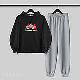 Теплий жіночий костюм джоггери та худі з принтом "Я керую цим цирком", фото 5