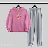 Теплий жіночий костюм джоггери та худі з принтом "Я керую цим цирком", фото 2