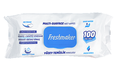 Універсальні вологі серветки для прибирання Freshmaker з блакитним фліптопом 100 шт