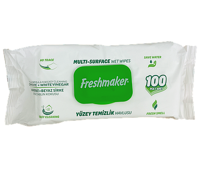 Універсальні вологі серветки для прибирання Freshmaker з зеленим фліптопом 100 шт