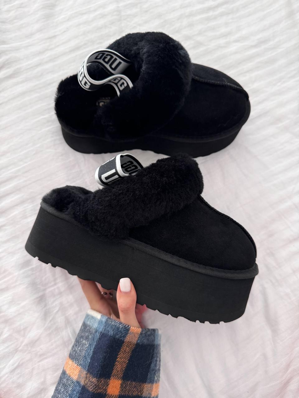 Зимові Жіночі Черевики UGG Funkette Platform Black | чорні на платформі з ремінцем, розміри 36–41, фото 1