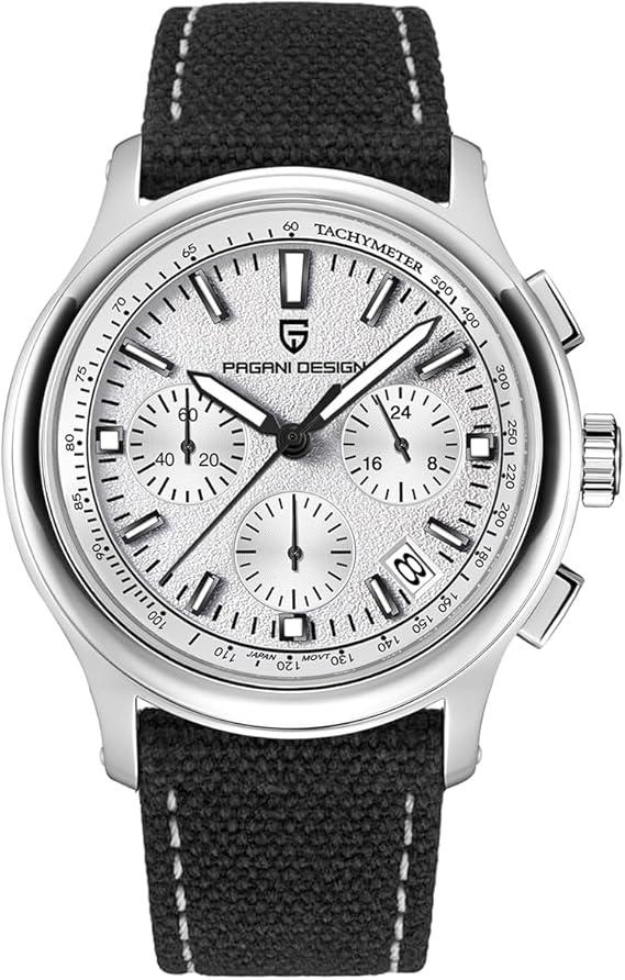 Чоловічий водонепроникний наручний годинник Pagani Design PD-1781 Black-Silver-White