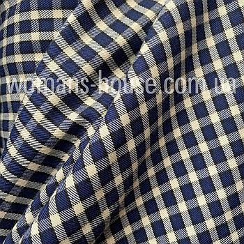 Костюмна (брючна) тканина клітини Темно-синій з білим