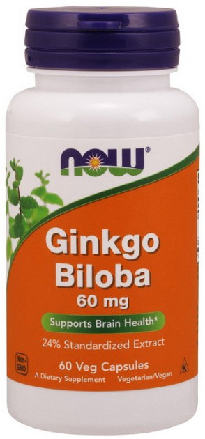 Гінкго Білоба NOW Ginkgo Biloba 60 мг 60 капсул