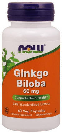 Гінкго Білоба NOW Ginkgo Biloba 60 мг 60 капсул, фото 1