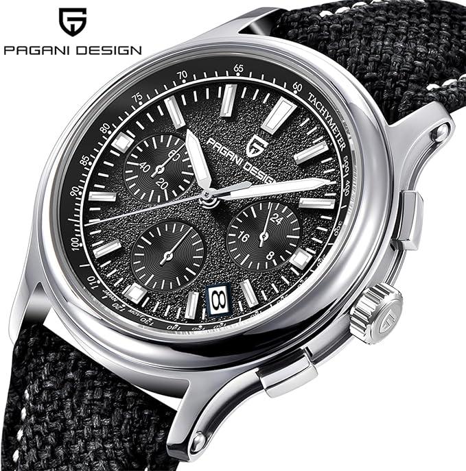 Чоловічий водонепроникний наручний годинник Pagani Design PD-1781 Black-Silver-Black