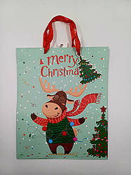 Пакет подарунковий паперовий "Олень" 12 шт/уп, ціна за 1 уп.  (розмір 25*30*13)