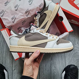 Чоловічі Кросівки Nike Air Jordan 1 Low x Travis Scott / Найк Аїр Джордан 1 Тревіс Скотт Низькі Коричневі
