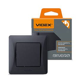 Вимикач одноклавішний чорний графіт VIDEX BINERA VF-BNSW1-BG