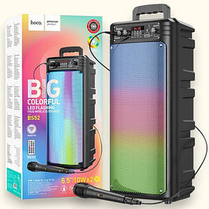 Портативна колонка караоке Hoco BS52 "Billowing" з мікрофоном та пультом управління, чорна
