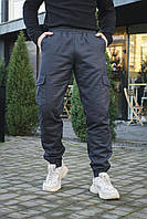Штани чоловічі карго на флісі з кишенею графіт S, M, L, XL, XXL, 3XL