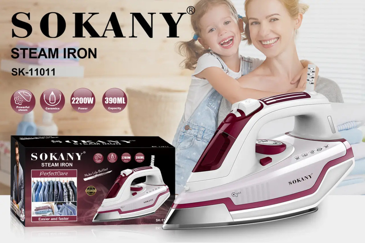 Електрична праска Sokany SK-11011 з функцією відпарювання, 2200 Вт